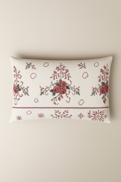 Teksev غطاء وسادة من القماش القطني المزخرف باللون الأرجواني من روزينا، قطعتان، مزود بسحاب