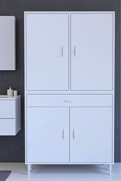 Eliusta Luma Kapaklı & Çekmeceli Banyo Dolabı 95 cm Genişlikte Beyaz Dolap 95...