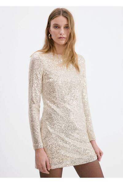 MANGO Woman Payetli mini elbise