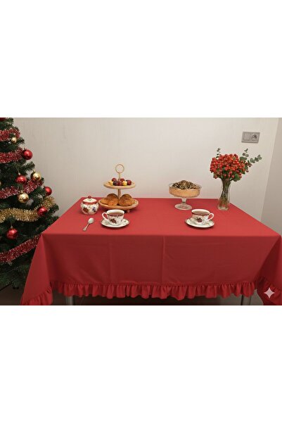 fersuay Red Buldan Cotton Linen Fluffy Table Cloth