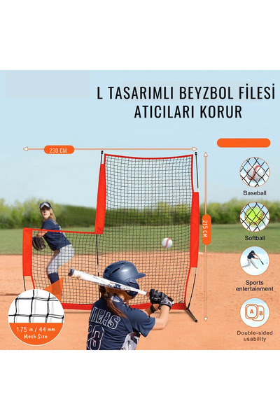 HEPİTOP REFLEX Beyzbol Antrenman Filesi Çift Taraflı, Dayanıklı Koruma Ağı, K...