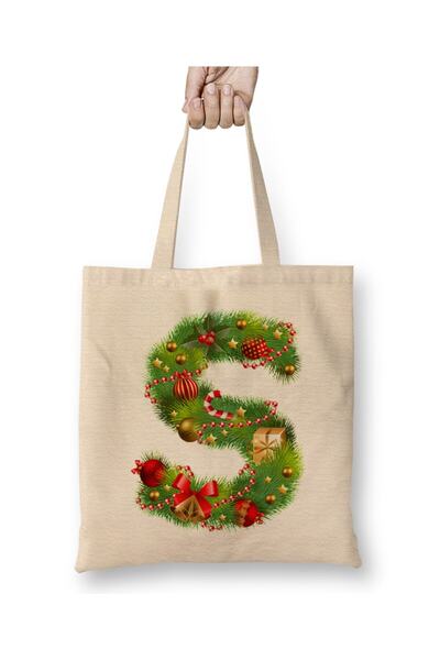 Toyaso Πρωτοχρονιάτικη ειδική υφασμάτινη τσάντα με γράμμα S Happy New Year Τσ...