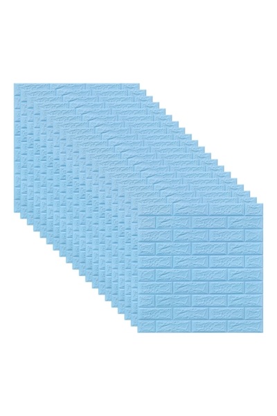 selling depot Set of 20 3D self-adhesive foam wallpaper tiles, brick pattern, blue, 70x70x0.3 cm