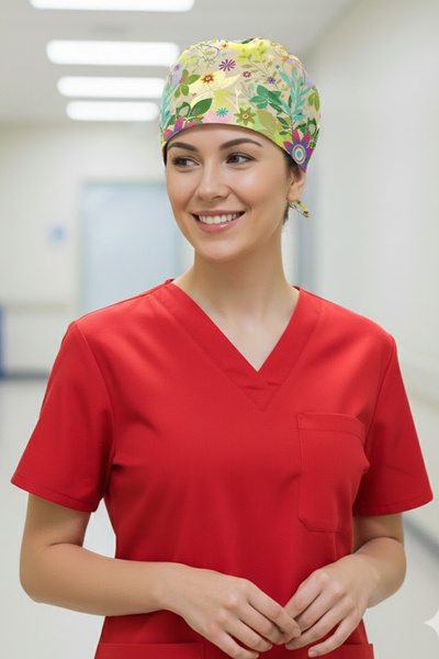 Lion Üniforma Kelebekler Desenli Cerrahi Bone Unisex – Likralı Doktor Hemşire...