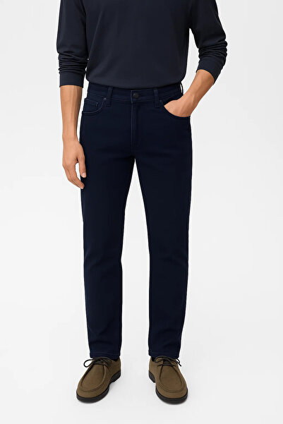 DAMGA JEANS Men's High Waist Wide Leg Dark Blue Jeans