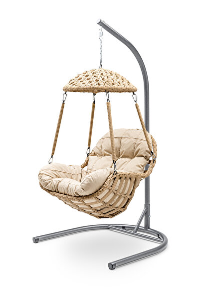 Gardemo Osaka Tekli Rattan Salıncak Dış Mekan Bahçe Balkon Ve Teras Salıncağı