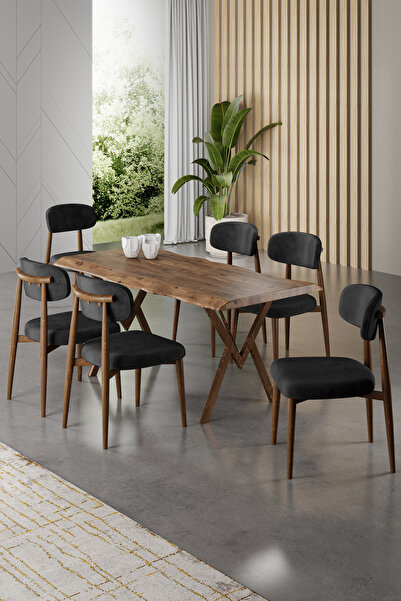 Canisa Wedex Serisi 84x181 Sabit Mdf Membran Üst Tabla Mutfak Masası Takımı 6...