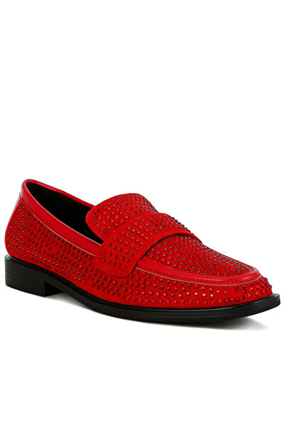 london Rag Women Micro Suede Tassel Loafers in Red