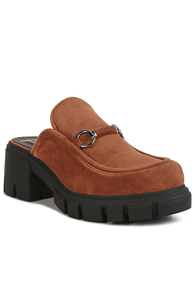 london Rag Women Velvet Slip On Loafers in Tan