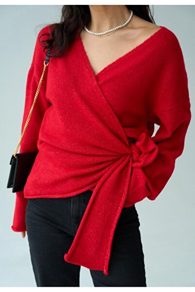 Serpirella Butik V-Neck Tie Detail Sweater