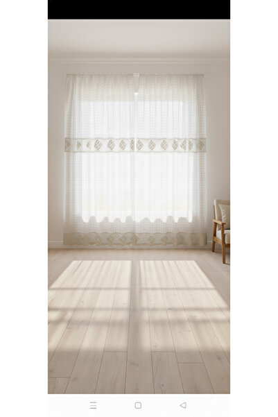 OTOTEDARİK Buldan İşi Monika Curtain with Interlaced and Tipped Lace, 100% Cotton Authentic Sunshade Curtain