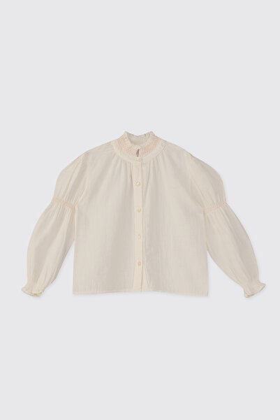 Panço Kız Çocuk Ekru Gömlek