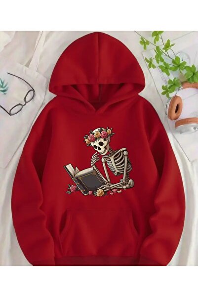 herkesemoda Hanorac cu glugă cu imprimeu Skeleton Man