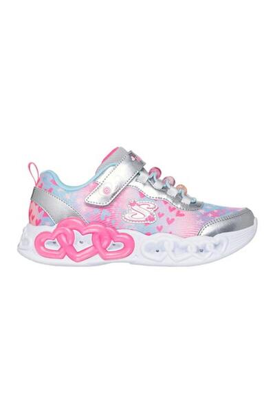 SKECHERS Heart Lights Heart Jewels Light Up Sneakers - Silver/Pink