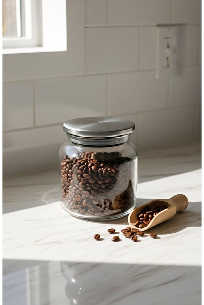 ÖZ HOME وعاء تخزين/تنظيم بغطاء معدني مفرغ من الهواء سعة 635 مل