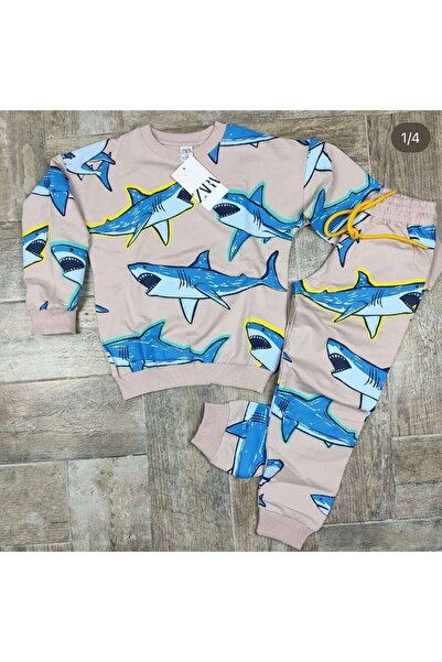 ALYA BUTİK طقم رياضي للأولاد من أليا بوتيكس بنمط الحوت مكون من خيطين