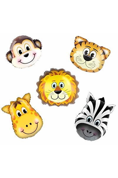 selling depot Set de 5 baloane folie cu cap de animal, temă Zoo, 35 cm -