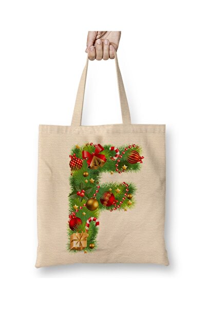 Toyaso Πρωτοχρονιάτικη ειδική υφασμάτινη τσάντα με γράμμα F Ευτυχισμένο το νέ...