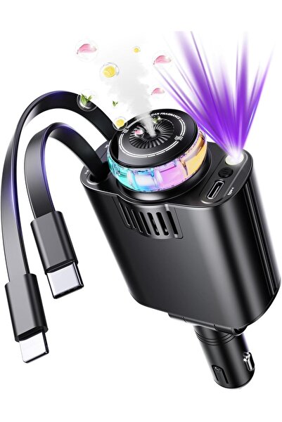 Waves-Digital Waves Digital 5-in-1 Retractable Car Charger with Aromatherapy & Starlight Projection | USB-C