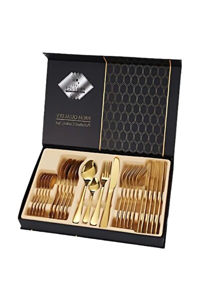 selling depot 24-Piece Cutlery Set, Selling Depot®, Stainless Steel, Modern Design, Gold