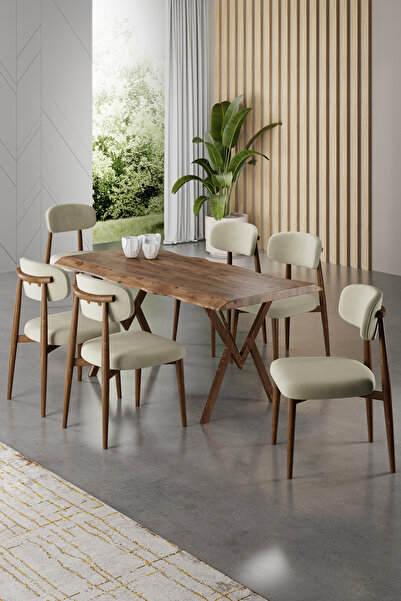 Canisa Wedex Serisi 84x181 Sabit Mdf Membran Üst Tabla Mutfak Masası Takımı 6...