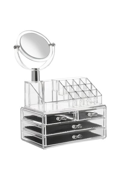selling depot Organizator de cosmetice acrilic cu 4 sertare și oglindă