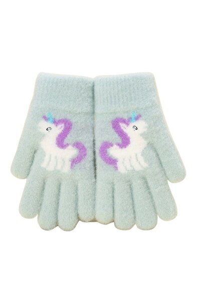 Petityu Unicorn Mint Mor Yele Örme Sıcacık Eldiven
