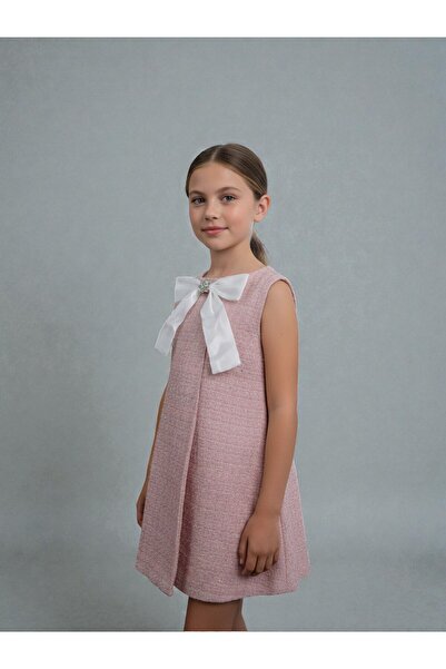 Ugly Duck 04-12 години Шанел Кумаш Елбисе - PEMBE