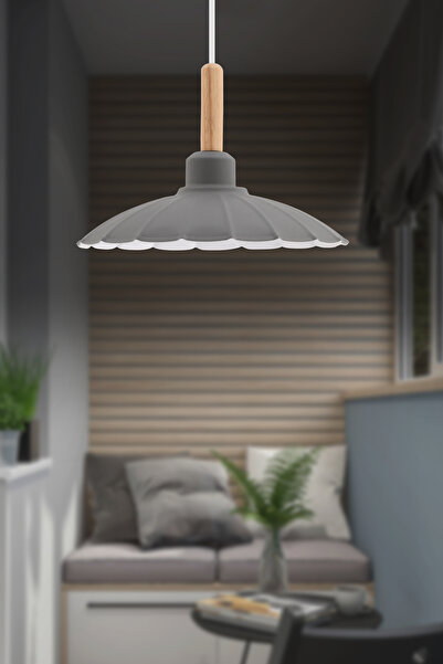 İstanbul Avize Eva Tekli Gri Ahşap Başlıklı Sarkıt Sıvama Antik Ahşap Başlıkl...