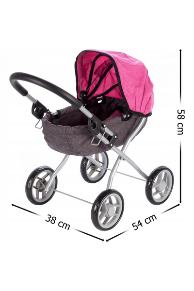 MalPlay Carucior de papusi pentru copii Princess cu landou, roti silentioase cu diametru 14 cm, stru