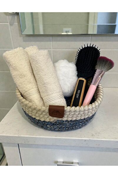 home inn Διοργανωτικό καλάθι με πλέγμα με υφή στρογγυλό μοντέλο 20x8 cm – Χρή...