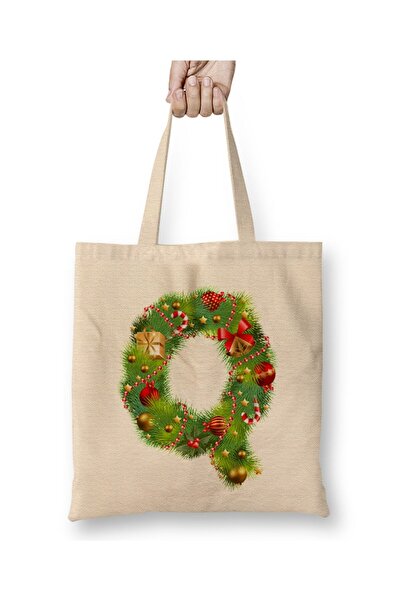 Toyaso Πρωτοχρονιάτικη ειδική υφασμάτινη τσάντα με γράμμα Q Happy New Year Τσ...