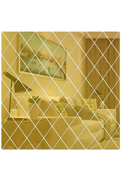 selling depot Set of 32 Acrylic PVC Mirrors, Self-adhesive for Wall Decoration, Gold, 50 x 100 cm