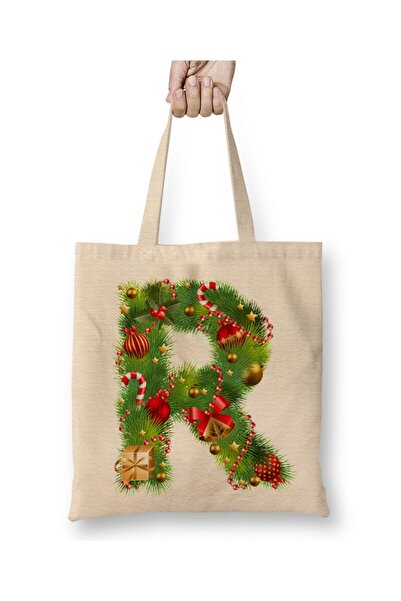 Toyaso Πρωτοχρονιάτικη ειδική υφασμάτινη τσάντα με γράμμα R Happy New Year Τσ...