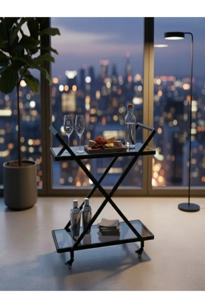 BEC24 ترولي شاي وبار متحرك فاخر 100 سم