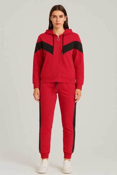 ANATOLIATEKSTILE Women's Tracksuit – Zip-up Hoodie & Pants, Two-tone Design, ...