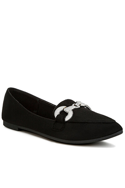 london Rag حذاء نسائي أسود مرن بتصميم لجام الحصان