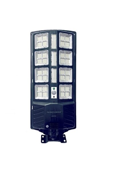 Deliny Lampă stradală solară, 8 panouri, telecomandă, senzor de lumină și mișcare, 300W, neagră