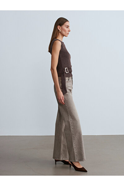 Dilvin 32200 Buckle Detailed Top-Coffee M.