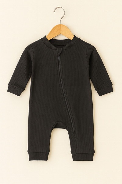 For My Baby Ribbed Jumpsuit with Zipper