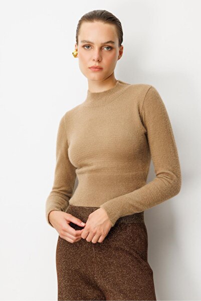 accort Yarım Balıkçı Kısa Triko Kazak-VİZON