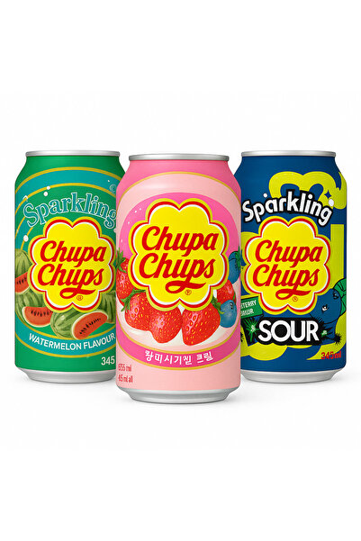 Chupa Chups Watermelon/Strawberry/Sour Blueberry Gazlı İçecek 345ml (3 farklı çeşit)