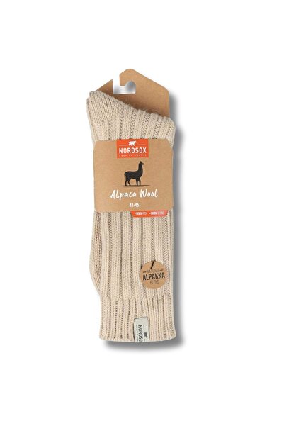 LYKOS زوج واحد من جوارب نوردسوكس للرجال من صوف الألبكة الدافئ بلون بني فاتح
