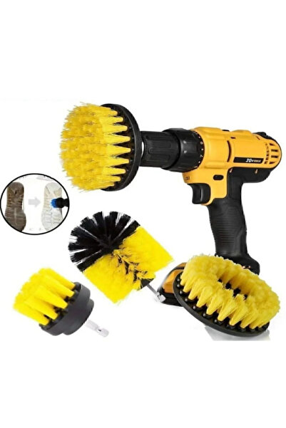 Tasarım Evi Set of 3 Drill Bit Attachable Bathroom Bathtub Shower Cabin Auto Tire Seat Washing Cleaning Brush