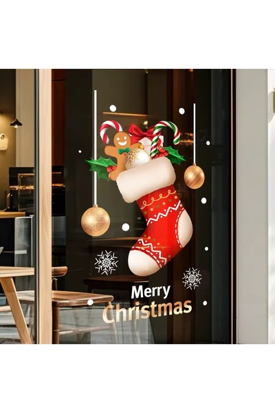 MKARAKAN Autocolant pentru ciorapi de Crăciun Rvell, folosit pe uși, sticlă, etc. (lăsa o urmă lipicioasă) 45x60cm