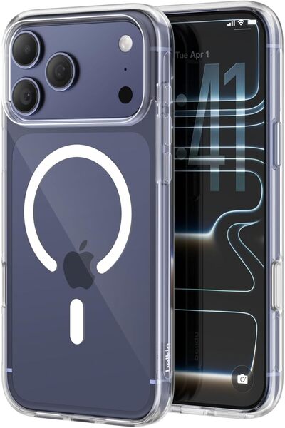 Belkin SheerForce Clear MagSafe Compatible iPhone 17 Pro Max Case with Slim D...