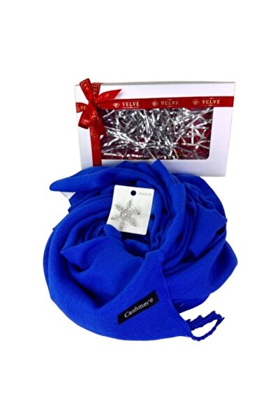 velve Secret Santa package, for women, with elegant Belladona scarf and Snowflake brooch, Royal blue