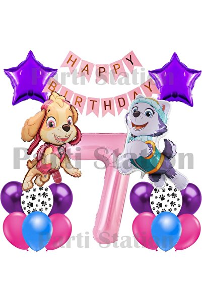 Parti Station Paw Patrol Skye and Everest Concept 7Th Birthday Party Balloon Set