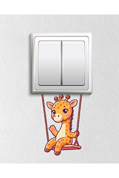 Hediyeni Al Cute Giraffe on Swing Decorative Socket Sticker 12X8 cm