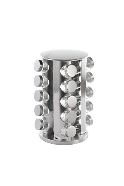Deliny Set of 20 spice containers with stainless steel rotating stand, Silver